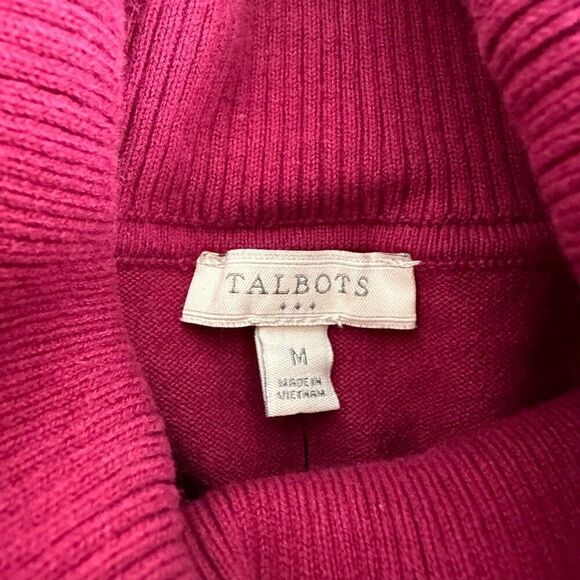 Talbots Raspberry Turtleneck Sweater size Medium Cotton blend - Picture 4 of 5